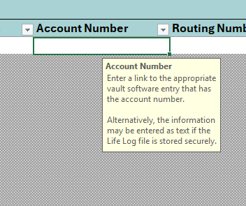 Excel Template and Roadmap Entry Screenshot